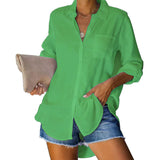 New Ladies Shirt Solid Color Large Size Casual Loose Buckle Shirt Women's Clothing