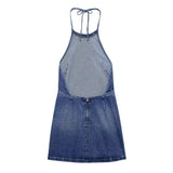 2025 Summer New Women's Sleeveless Body Sexny-Backed Neck Denim Dress