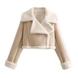 2025 Winter New Y2K Women's Collar Fur All-In-One Double-Sided Short Jacket Jacket