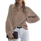 Autumn/Winter 2025 New Loose Half-High Collar Knitwear Women's Solid Color Turtleneck Sweater