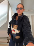 2025 New Women's Autumn And Winter Lead Cute Bear Pattern Lamb Plush Jacket Jacket Woman