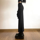 2025 Summer New Women's Solid Color Body Street Fashion High-Waisted Hip Open Skirt