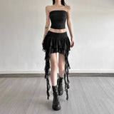 Fashion 2025 Summer New Women's Clothing Pure Hot Girl High Waist Irregular Design Short Skirt