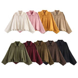 Women's 2025 New Bat Sleeve Loose-Fitting Velvet Bomber Jacket Jacket