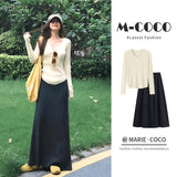 Early Autumn Dress With A Full Set Of Oceanish Fashion Age Reduction Knitted Shirt Women's Bag Hips Half-Body Skirt