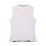 Spring 2025 New Women's Street Fashion Folding Decoration Sleeveless Knitting Top