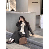 High-Level Temperament Reduced-Age Shirt Jacket Half-Dress Suit Women 2025 Autumn And Winter Lazy Loose Three Sets