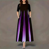 2025Wish New Summer Loose Casual Print Collar Plus-Size Dress Women's Dress