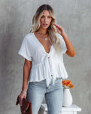 2025 Summer New Women's Pure Color Splicing Loose Short-Sleeved Strap Lotus Edge Top