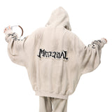 Vintage Mud Dyed Old Hooded Hoodie Sticker Oversize Couple With Open Shirt Zipper Handsome Coat