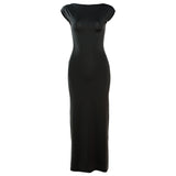 2025 Autumn Fashion Trend Women's New Short-Sleeved Round Collar Body And Hip-Back Dress