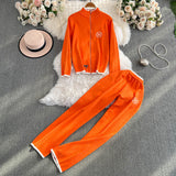 Autumn And Winter New Zipper Sweater Jacket Creative Pony Embroidered Long-Sleeved Knitted Trousers Two Sets Of Women