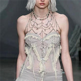 2025 Summer Fashion Trend Women's New High-Waisted Hips Irregular Wrinkle Body Dress