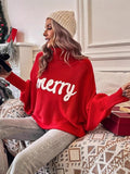 Christmas Turtleneck Women's Autumn And Winter Loose Bat Sleeves Wearing Knitted Tops Off