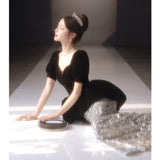 Black Evening Dress Dresses Women's Banquet Light Luxury Small Adult Hosts French Fishtail Temperament Long Evening Dress