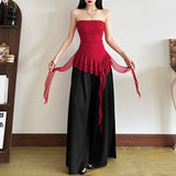 2025 Spring And Summer Women's New Fashion One-Word Shoulder Repair Leud Thrombochrome Bhise Small Vest