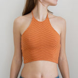 2025 Spring And Summer New Neck Strap Knitted Vest Women Solid Sleeveless Line Open Umbilly Back Sweater