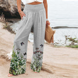 New Women's Four-Sided Bullet-Print Trousers High-Waisted Straight-In-Bag Casual Broad-Legged Trousers