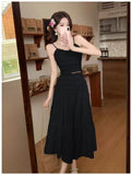 French Gentle Wind Skirt Woman's New High-Waisted Hanging Cake Skirt Temperament Long Skirt Sling Vest Set
