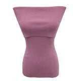 French Retro Sexy Shoulder Repair Slimming Paper Pieces Knitted Vest T-Shirt Blouse Short Short Sleeve