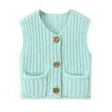 2025 Autumn Street Shirt Fashion Cute Crochet Wool Vest Knitted Thick Knitted Vest Women's Clothing