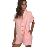 Fashion Women's Clothing 2025 Spring And Summer New Ebay Hot-Selling Collar Shirt Button-Button Jumpsuit