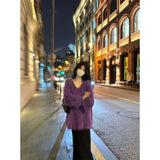 Autumn And Winter Fashion Loose Lazy Sweater Comfortable Imitation Sable Coat Female Purple French Gentle Wind Korean Version