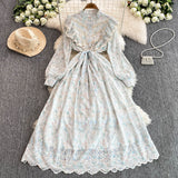 French-Covered Court-Style Long Dress With Heavy Embroidered Lace Dress Elegant
