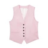 Women's 2025 Spring New Fashioned Colored Flax-Blend Vest + Shorts Set