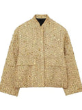 Autumn New Women's Street Personality Gold Beads Jacket Pocket Coat