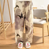 2025 High-End Cotton Pyjamas Ladies Summer Thin Artificial Silk Home Leisure Long Trousers Straight Can Be Worn Outside