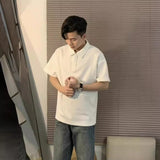 Fashion Short-Sleeved Men Polo Shirt Handsome Summer Hip Men's Shoulder Shirt Collar T-Shirt Niche Cotton Five-Sleeve