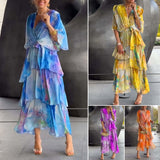 2025 New Women's Printed Layered Dress Dress