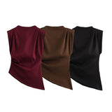 Women's Clothing 2025 Spring New New Fashion Folding Decoration Asymmetrical With Pad Shoulder Dress Woman