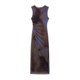 Women's Clothing 2025 Spring New Sleeveless Folding Decorative Fan Flute Dress Dress Dress