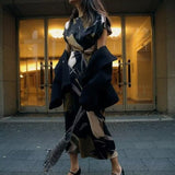 Women's Clothing 2025 Spring New Temperament Elegant Silk-Sting Texture Waist-Print Amply Dress