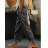 2025 Spring And Summer Wish New Casual Lace Hollow Splicing Nine-Point Trousers