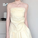 High-End Sense Asymmetric Folding Design Corset Female High-Waisted Ponbo Skirt Niche Fashionable Suit