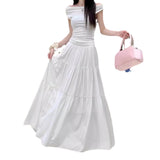 Long-Long Drag Skirt Sunscreen Skirt 95Cm Female Large-Size Cake White Skirt Large Skirt Umbrella Skirt Wrinkled Skirt