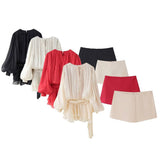 Women's Clothing 2025 New Fashion Waist Irregular Pendulum Dress Shorts Set