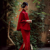 New Chinese Cheongsam Toast Suit 2025 New Retro National Style Wedding Dress Engagement Dress Long Sleeve