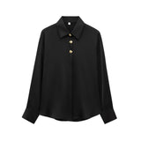 Clip Silk Lithry Shirt 2025 Spring New Women's Fashion Gold Buckle Top
