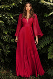 2025 New Women's Wish Sexy Deep V Long-Sleeved Dress Dress