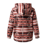 New Large-Size Fashion Casual Casual Women's Loose Geometric Pattern Print Hooded Zip-Down Jacket Woman