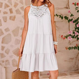 2025 Summer Sleeveless Dresses Casual Sleeveless A-Line Hierarchal Swing Vest Skirt Beach Vacation Mini