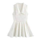 Wide Folds Lead Short Dress 2025 Summer Temperament Sleeveless Vest Style A-Word Repair Miniskirt