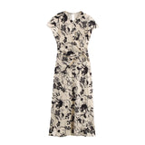 Silk-Shythm-Sensitive Printed Ampicula Dress Summer 2025 Design Kinesigeed Dress Girl