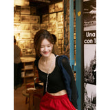 Zhao Luth's Same Red Tight-Fitting Broad-Legged Casual Pants Woman In The Fall Of The Retro Loose Straight Trousers