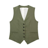 Women's 2025 Spring New Fashioned Colored Flax-Blend Vest + Shorts Set