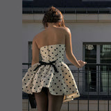 2025 New Women's Fashion High-End Touch Point Printing Retro Breast Repair Sexy Dress